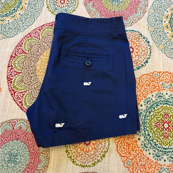 Vineyard Vines Navy Blue Shorts w/ embroidered white whales - Picture 3 of 3